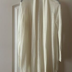 White + Warren Cream Long Light Cotton/linen Women’s Cardigan Sweater Sz L